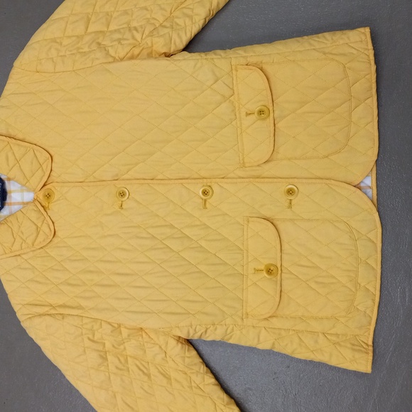 Lands End Sunshine Yellow, Quilted, Thermolite, 2 Pocket, Button Down Jacket - Picture 5 of 13